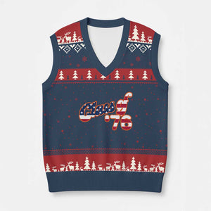 Patriotic Class of 76 Retro American Flag Script V-Neck Knit Sweater Vest Graduation Birthday Milestone TS02 Navy Red Print Your Wear