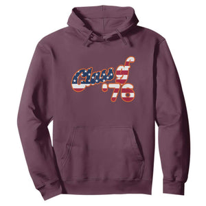 Patriotic Class of 76 Retro American Flag Script Hoodie Graduation Birthday Milestone TS02 Maroon Print Your Wear