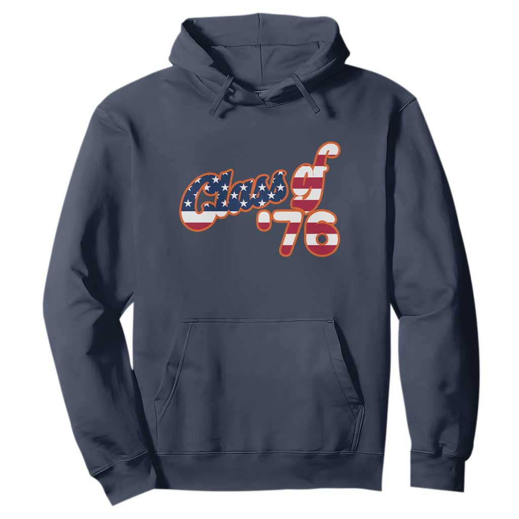 Patriotic Class of 76 Retro American Flag Script Hoodie Graduation Birthday Milestone TS02 Navy Print Your Wear