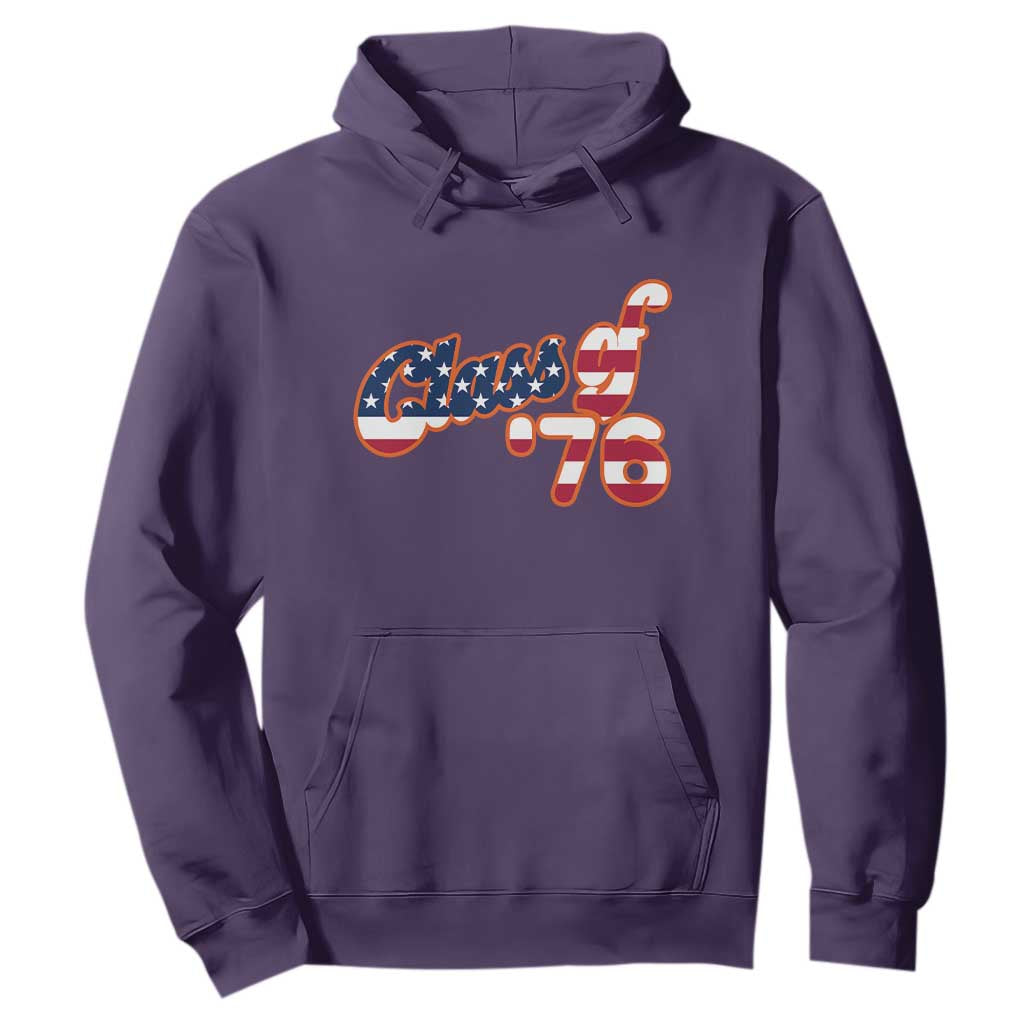 Patriotic Class of 76 Retro American Flag Script Hoodie Graduation Birthday Milestone TS02 Purple Print Your Wear