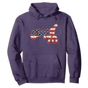 Patriotic Class of 76 Retro American Flag Script Hoodie Graduation Birthday Milestone TS02 Purple Print Your Wear