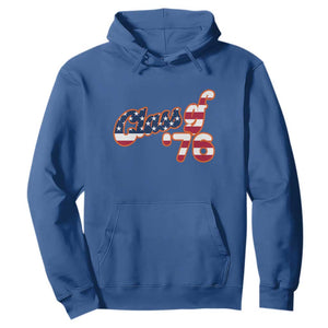 Patriotic Class of 76 Retro American Flag Script Hoodie Graduation Birthday Milestone TS02 Royal Blue Print Your Wear