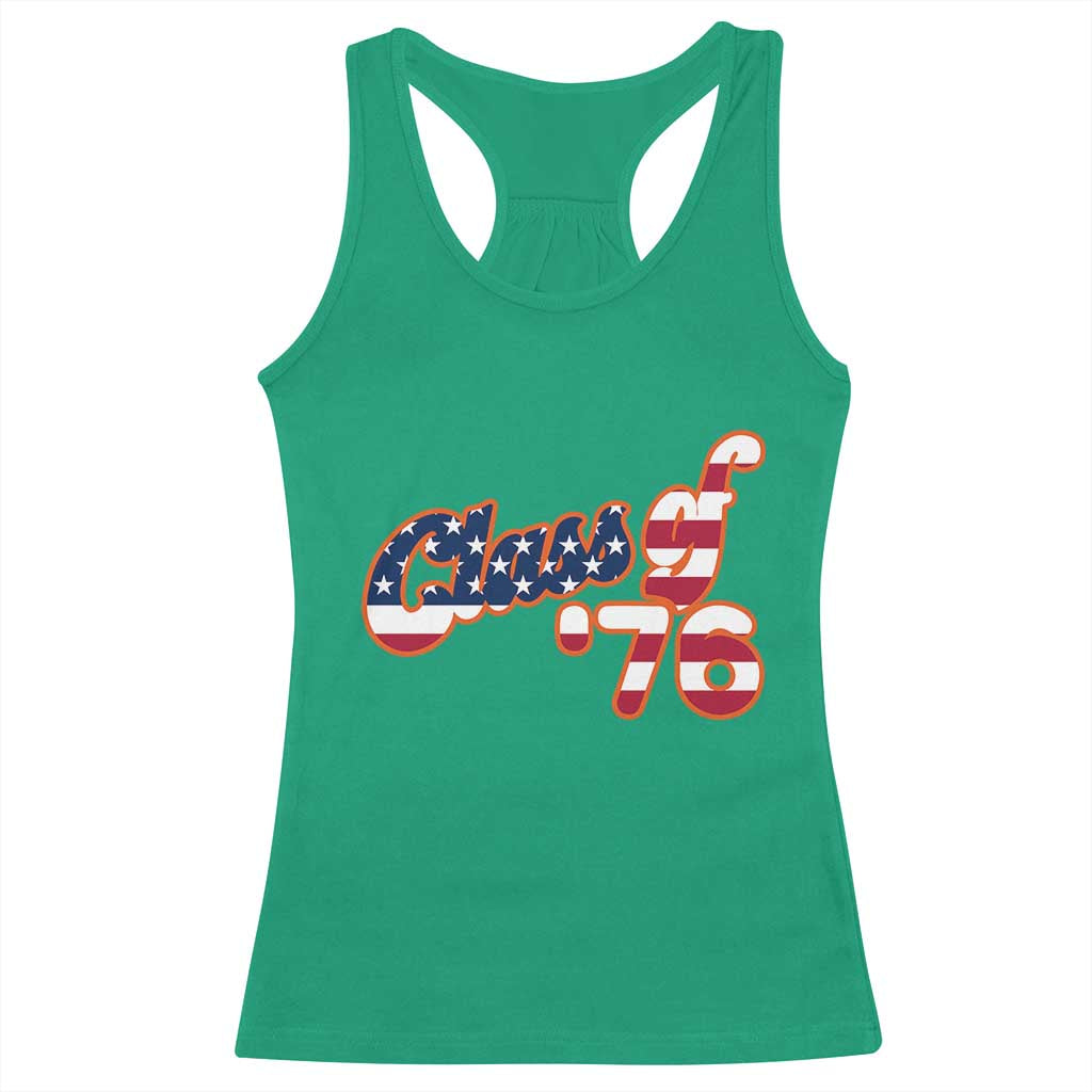 Patriotic Class of 76 Retro American Flag Script Racerback Tank Top Graduation Birthday Milestone TS02 Irish Green Print Your Wear