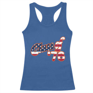 Patriotic Class of 76 Retro American Flag Script Racerback Tank Top Graduation Birthday Milestone TS02 Royal Blue Print Your Wear