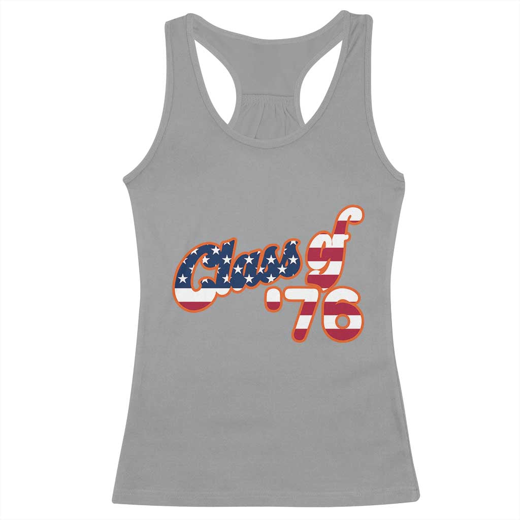 Patriotic Class of 76 Retro American Flag Script Racerback Tank Top Graduation Birthday Milestone TS02 Sport Gray Print Your Wear