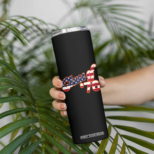 Patriotic Class of 76 Retro American Flag Script Skinny Tumbler Graduation Birthday Milestone TS02 Print Your Wear