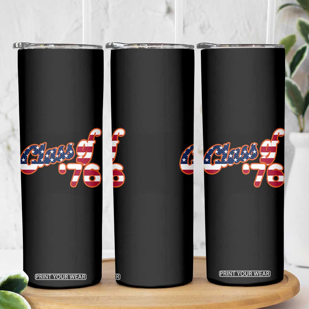 Patriotic Class of 76 Retro American Flag Script Skinny Tumbler Graduation Birthday Milestone TS02 Print Your Wear
