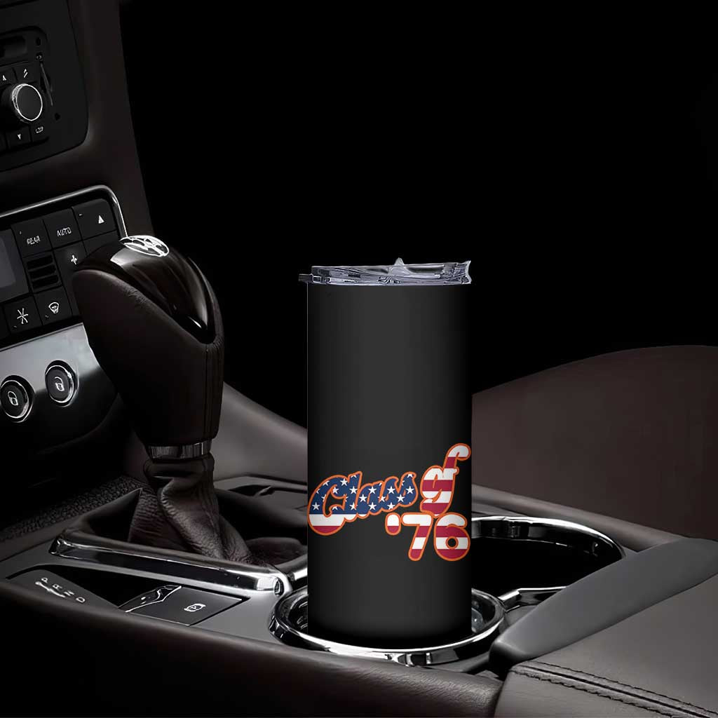 Patriotic Class of 76 Retro American Flag Script Skinny Tumbler Graduation Birthday Milestone TS02 Print Your Wear