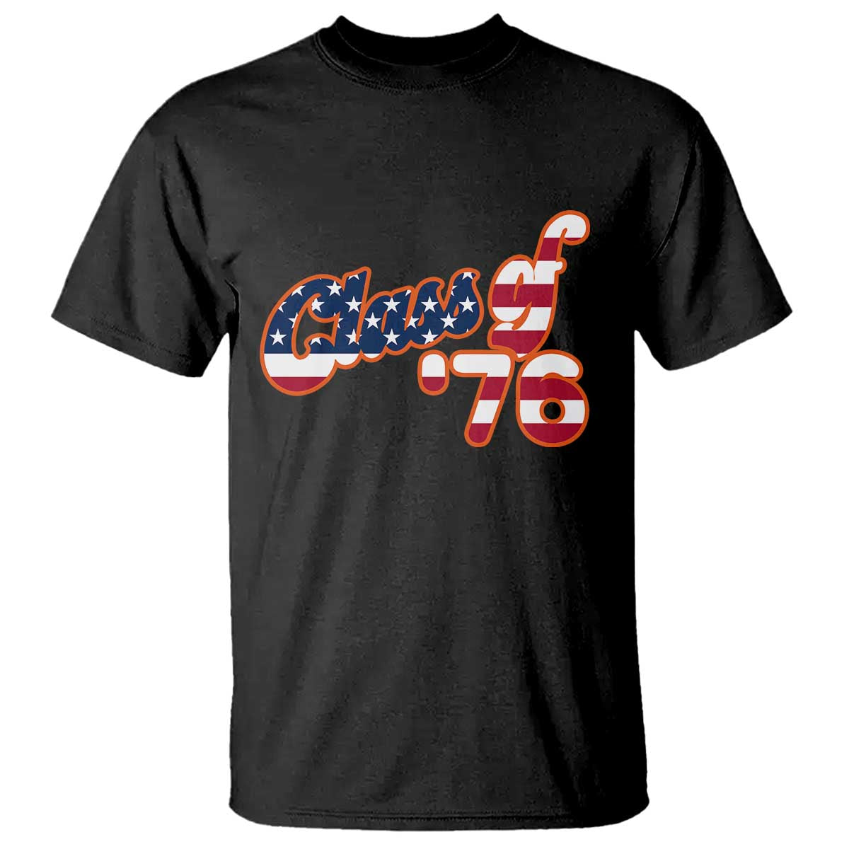 Patriotic Class of 76 Retro American Flag Script T Shirt Graduation Birthday Milestone TS02 Black Print Your Wear