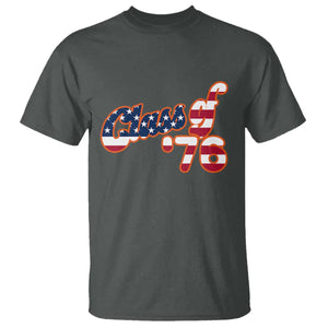 Patriotic Class of 76 Retro American Flag Script T Shirt Graduation Birthday Milestone TS02 Dark Heather Print Your Wear