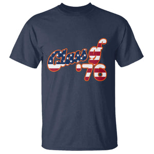 Patriotic Class of 76 Retro American Flag Script T Shirt Graduation Birthday Milestone TS02 Navy Print Your Wear