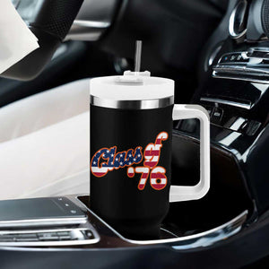 Patriotic Class of 76 Retro American Flag Script Tumbler With Handle Graduation Birthday Milestone TS02 Print Your Wear