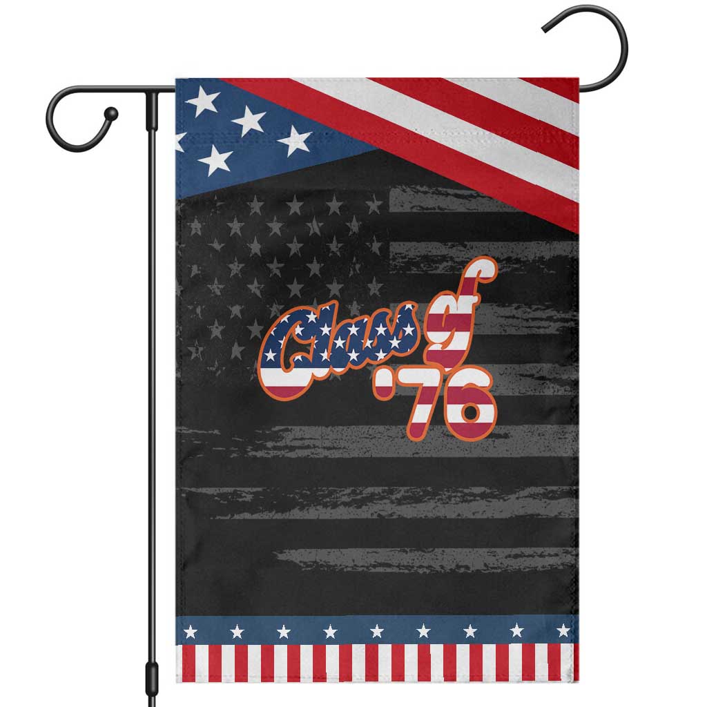 Class of 76 Retro American Flag Script Patriotic Garden Flag Graduation Birthday Milestone TS02 Distressed Black Blue Print Your Wear