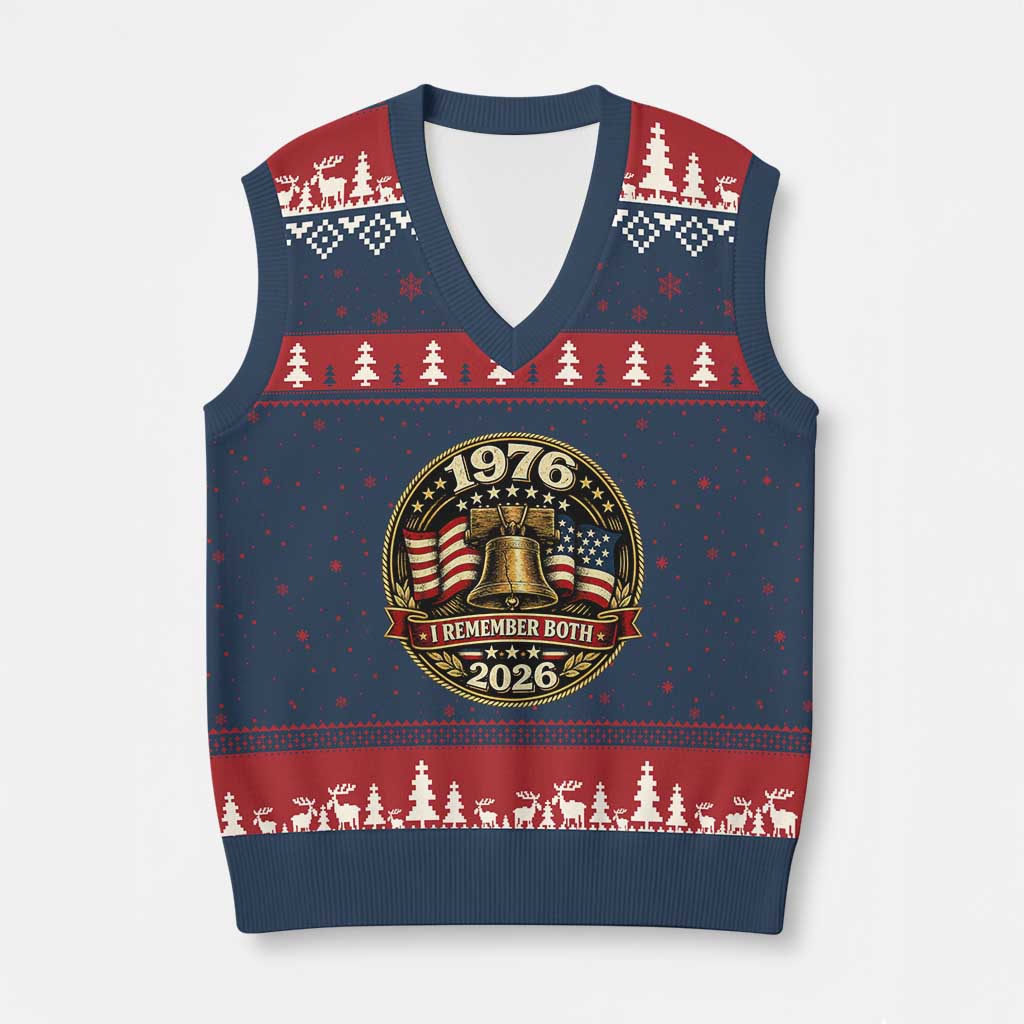 Bicentennial Born 1976 Liberty Bell V-Neck Knit Sweater Vest America 250th Anniversary 50th Birthday TS02 Navy Red Print Your Wear