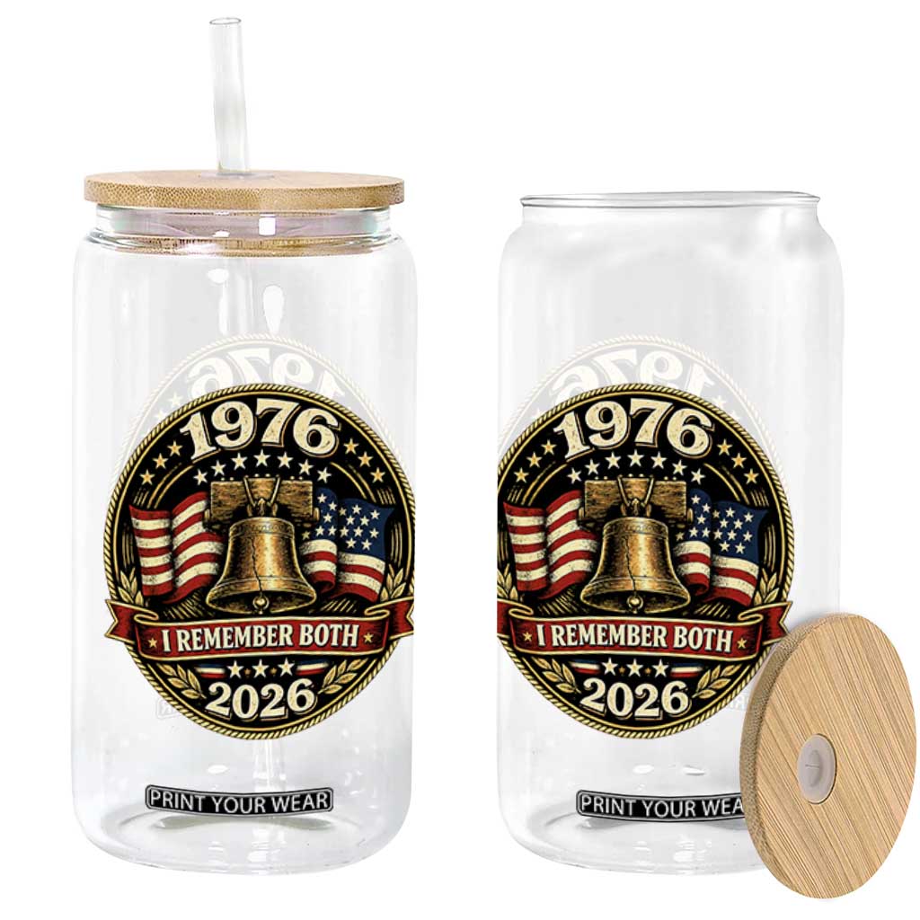 Bicentennial Born 1976 Liberty Bell Glass Can America 250th Anniversary 50th Birthday