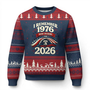 I Remember 1976 Now Im Here For 2026 Ugly Christmas Sweater Liberty Bell 50th Birthday TS02 Navy Red Print Your Wear