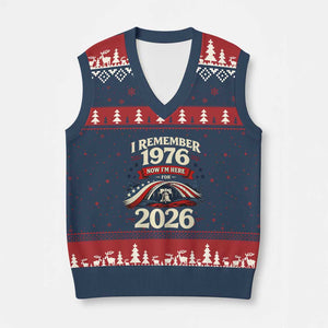 I Remember 1976 Now Im Here For 2026 V-Neck Knit Sweater Vest Liberty Bell 50th Birthday TS02 Navy Red Print Your Wear