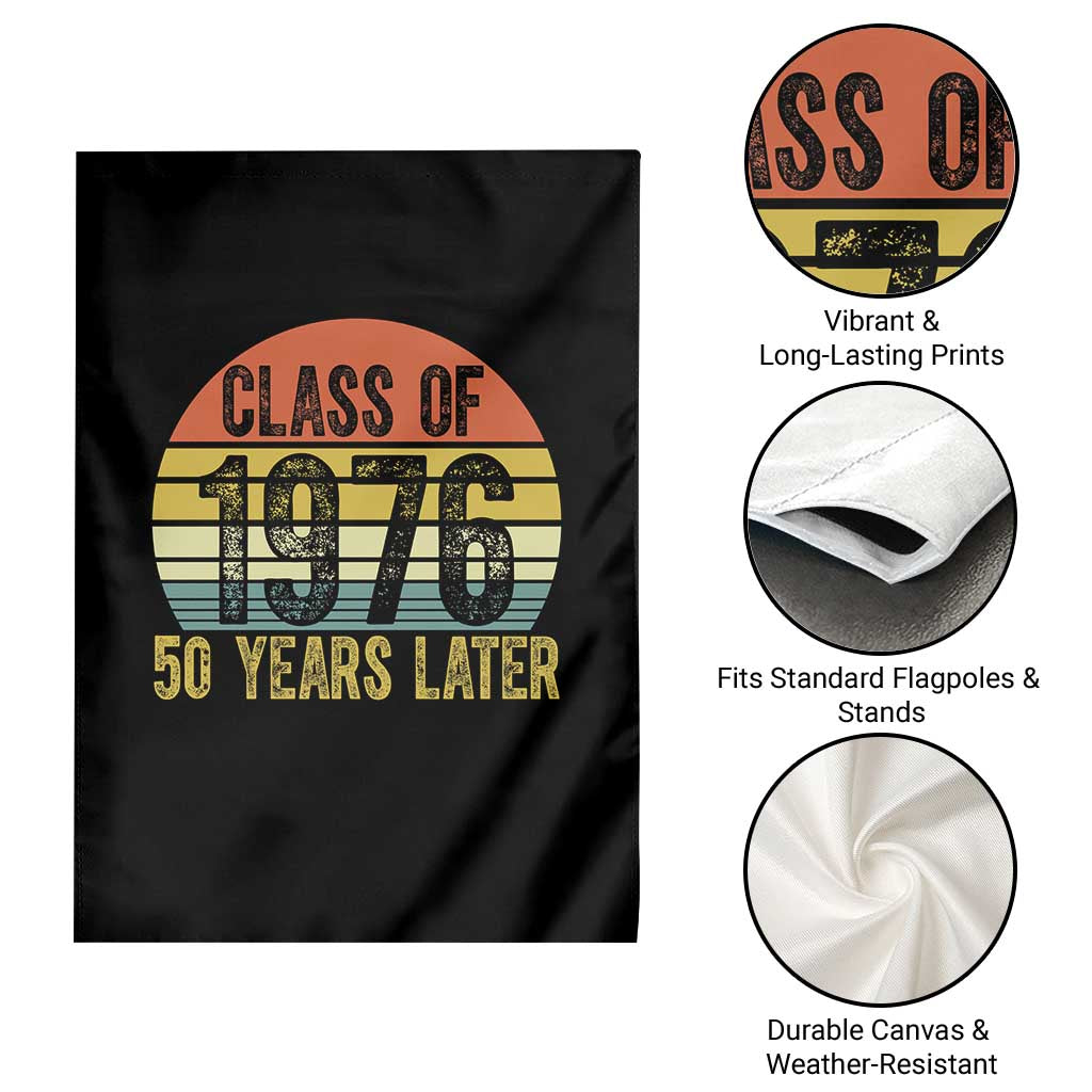 Class of 1976 50 Years Later Garden Flag Retro Sunset Graduation Birthday 50th Milestone