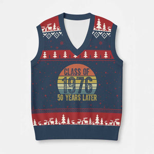 Class of 1976 50 Years Later V-Neck Knit Sweater Vest Retro Sunset Graduation Birthday 50th Milestone TS02 Navy Red Print Your Wear