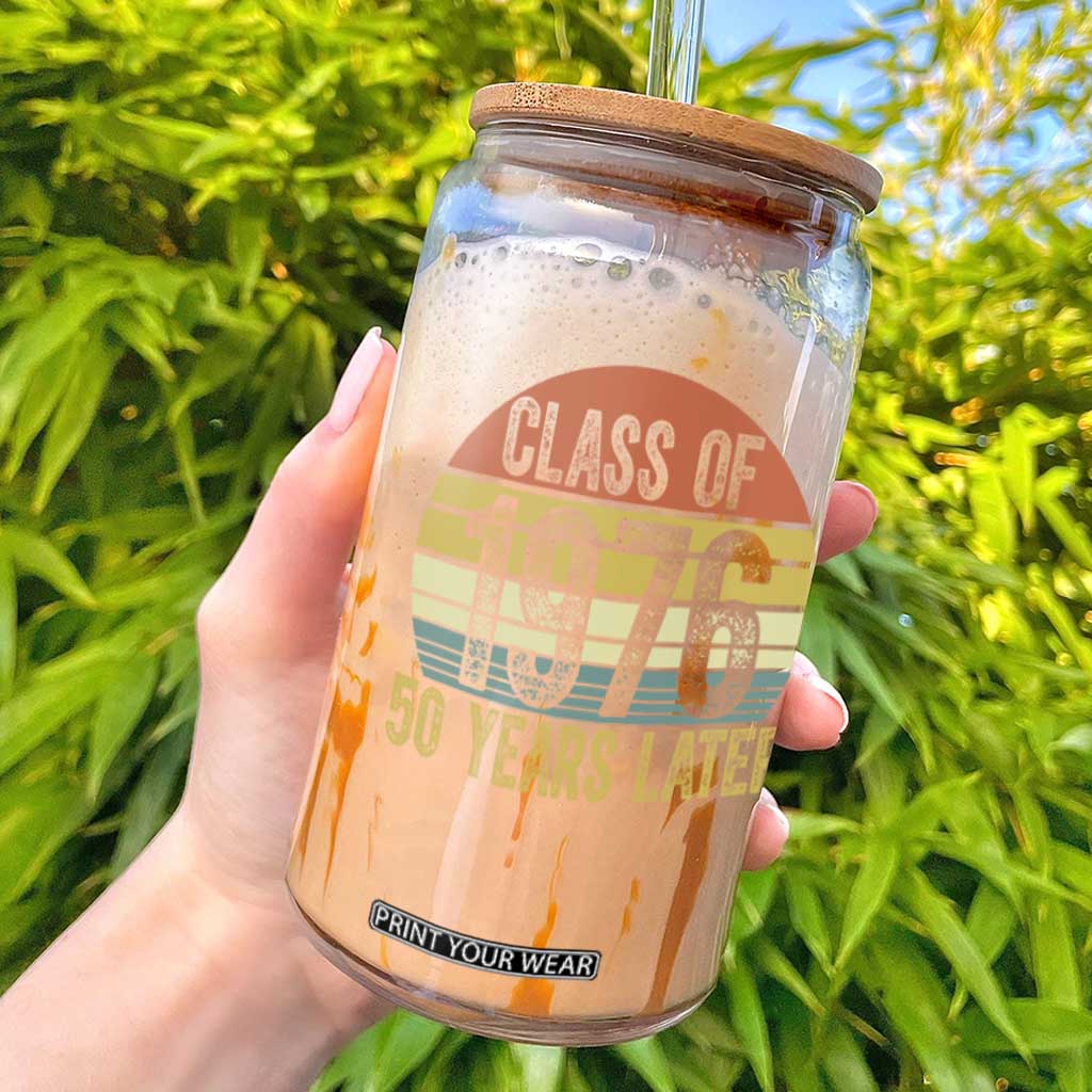 Class of 1976 50 Years Later Glass Can Retro Sunset Graduation Birthday 50th Milestone TS02 Black Print Your Wear