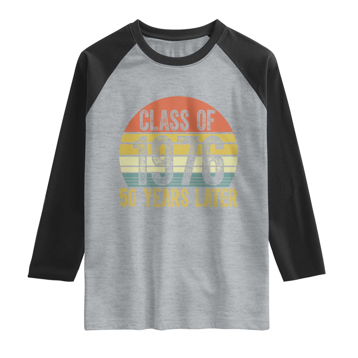 Class of 1976 50 Years Later Raglan Shirt Retro Sunset Graduation Birthday 50th Milestone TS02 Heather Gray Black Print Your Wear