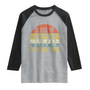Class of 1976 50 Years Later Raglan Shirt Retro Sunset Graduation Birthday 50th Milestone TS02 Heather Gray Black Print Your Wear