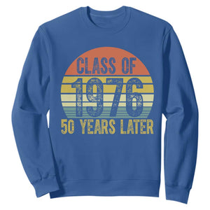Class of 1976 50 Years Later Sweatshirt Retro Sunset Graduation Birthday 50th Milestone TS02 Royal Blue Print Your Wear