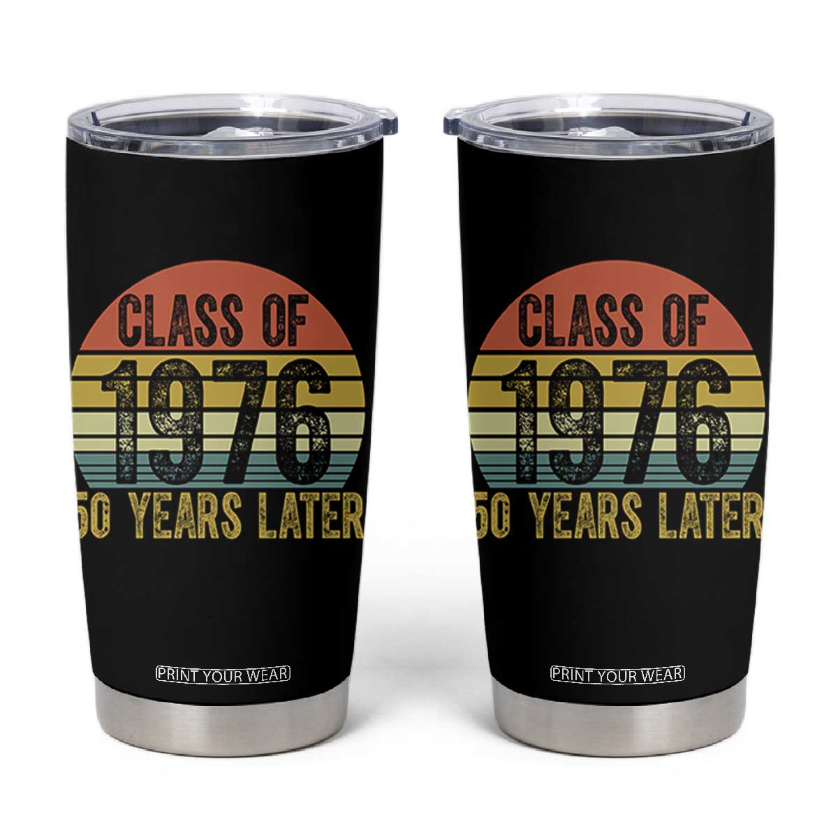 Class of 1976 50 Years Later Tumbler Cup Retro Sunset Graduation Birthday 50th Milestone TS02 Black Print Your Wear