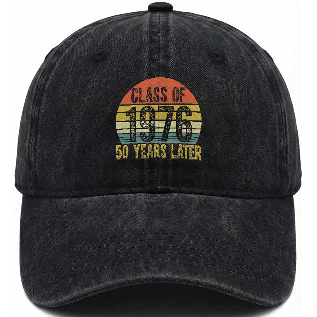 Class of 1976 50 Years Later Washed Cotton Baseball Cap Retro Sunset Graduation Birthday 50th Milestone TS02 Print Your Wear
