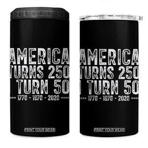 America Turns 250 I Turn 50 4 in 1 Can Cooler Tumbler Funny Patriotic 1976 50th Birthday