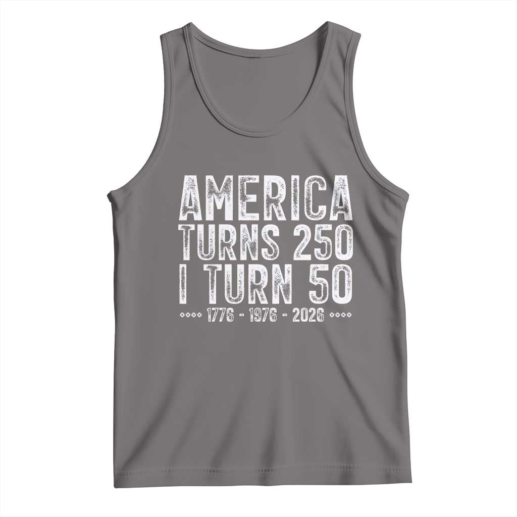 America Turns 250 I Turn 50 Tank Top Funny Patriotic 1976 50th Birthday TS02 Deep Heather Print Your Wear
