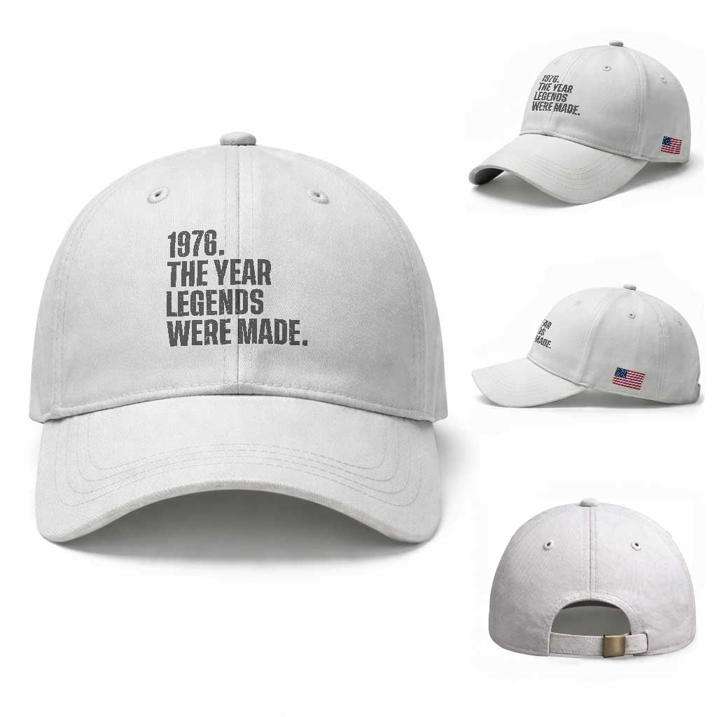 1976 The Year Legends Were Made Baseball Cap Minimalist Retro 50th Birthday TS02 Baseball Cap Universal Fit White Print Your Wear
