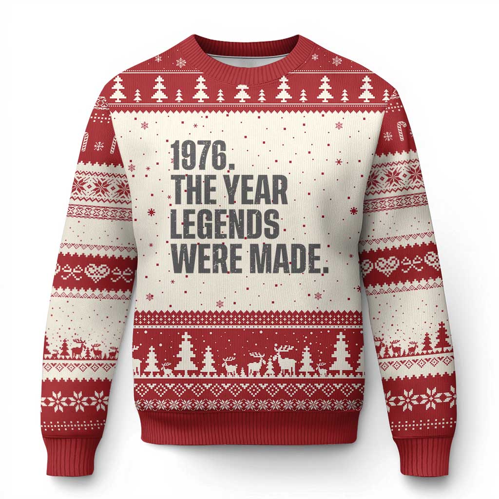 1976 The Year Legends Were Made Ugly Christmas Sweater Minimalist Retro 50th Birthday TS02 Beige Red Print Your Wear