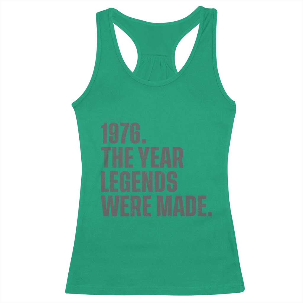 1976 The Year Legends Were Made Racerback Tank Top Minimalist Retro 50th Birthday TS02 Irish Green Print Your Wear