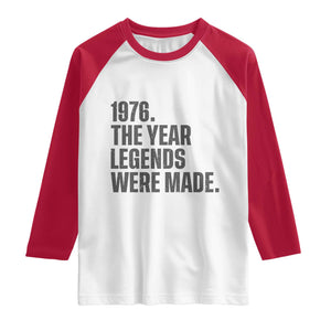 1976 The Year Legends Were Made Raglan Shirt Minimalist Retro 50th Birthday TS02 White Red Print Your Wear