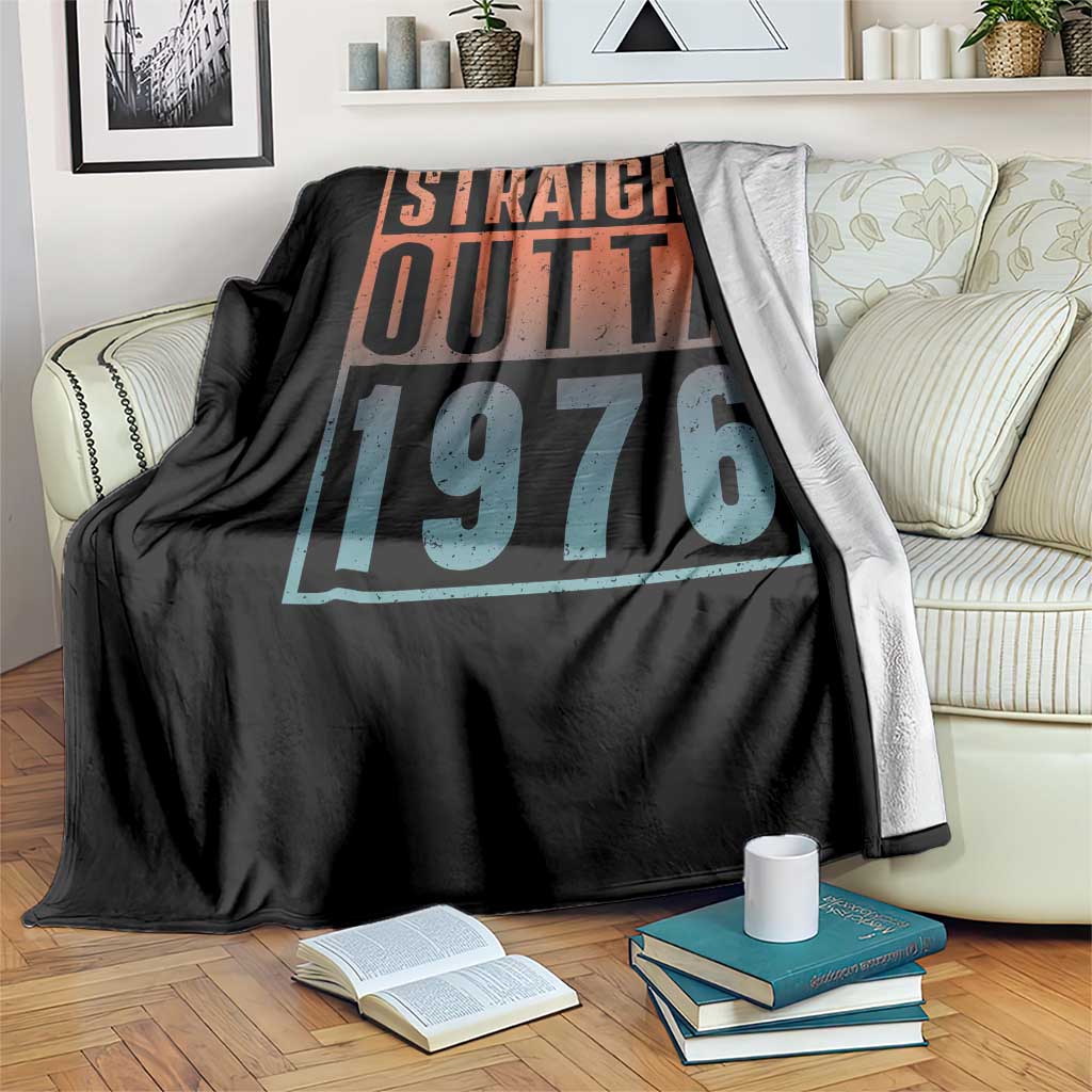 Straight Outta 1976 Throw Blanket Funny 50th Birthday Retro Neon Gradient Effect Printing