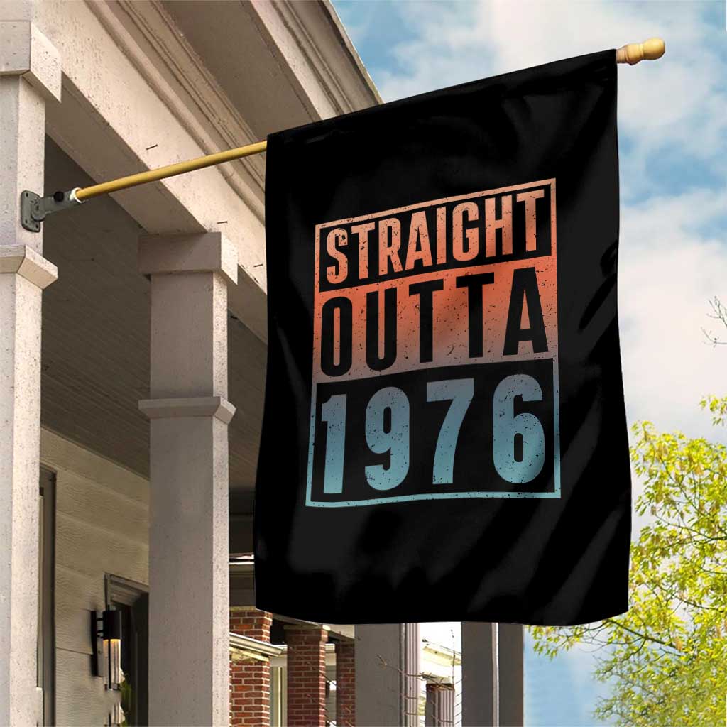 Straight Outta 1976 Garden Flag Funny 50th Birthday Retro Neon Gradient Effect Printing TS02 Print Your Wear