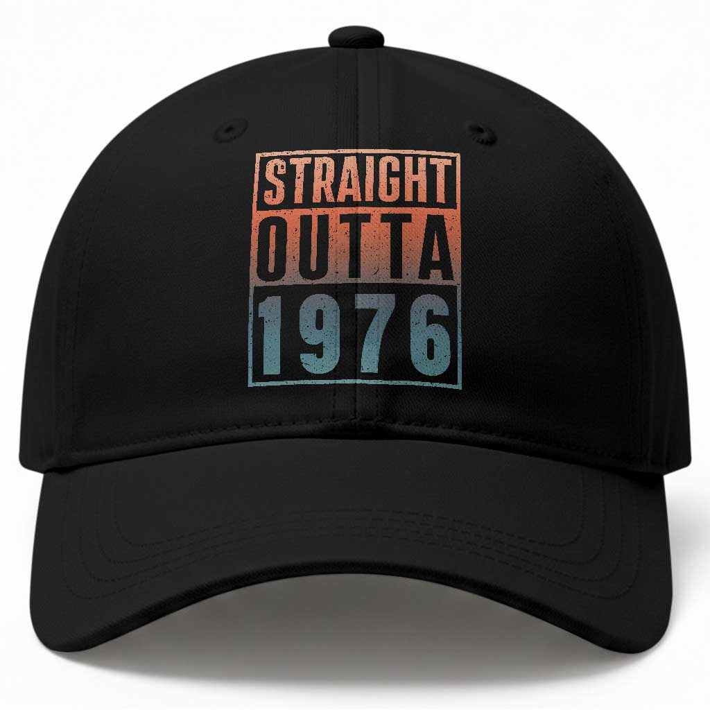 Straight Outta 1976 Baseball Cap Funny 50th Birthday Retro Neon Gradient Effect Printing