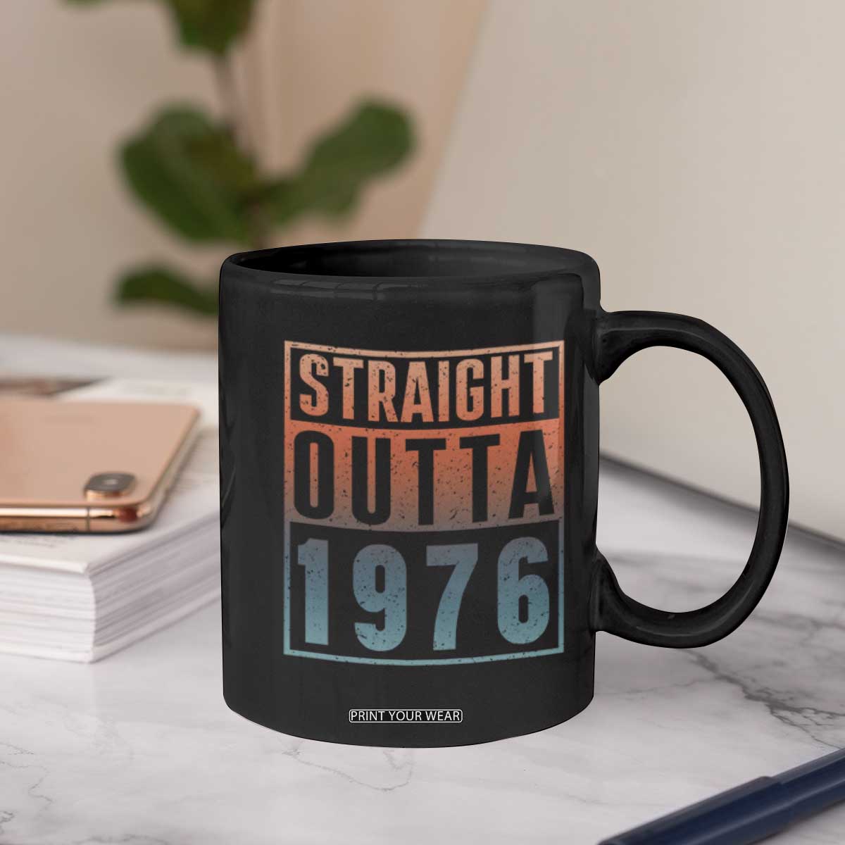 Straight Outta 1976 Coffee Mug Funny 50th Birthday Retro Neon Gradient Effect Printing TS02 Print Your Wear