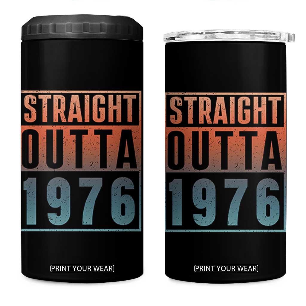 Straight Outta 1976 4 in 1 Can Cooler Tumbler Funny 50th Birthday Retro Neon Gradient Effect Printing TS02 One Size: 16 oz Black Print Your Wear