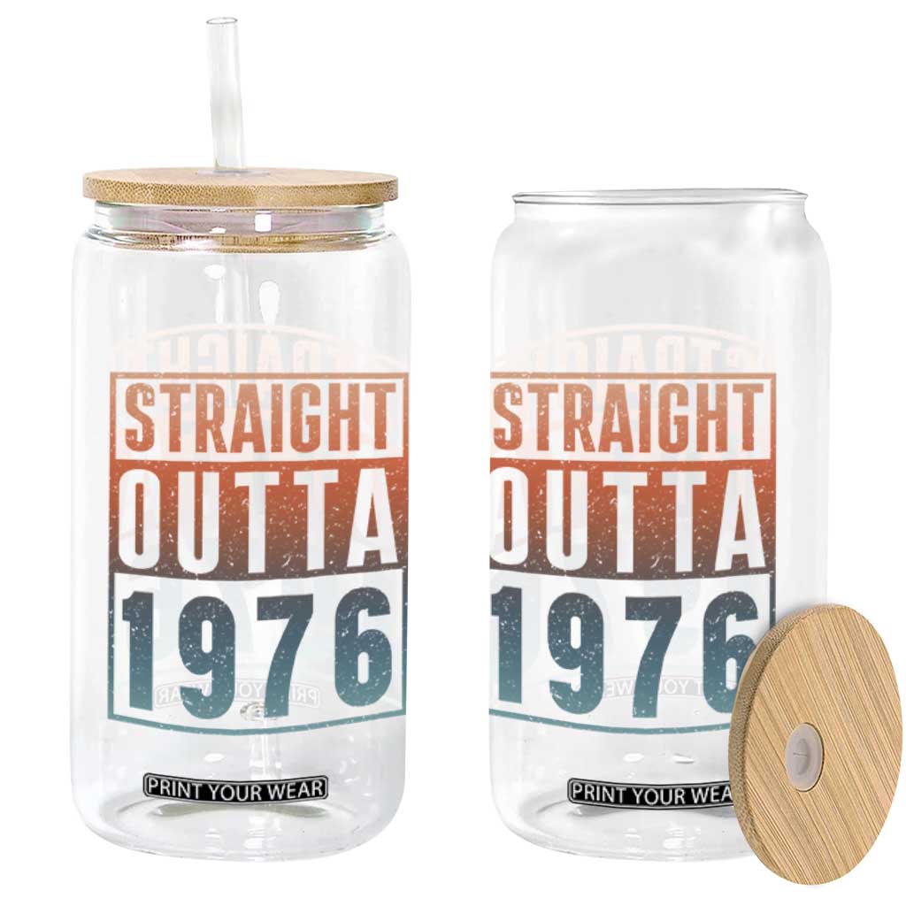 Straight Outta 1976 Glass Can Funny 50th Birthday Retro Neon Gradient Effect Printing