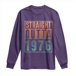 Straight Outta 1976 Long Sleeve Shirt Funny 50th Birthday Retro Neon Gradient Effect Printing TS02 Purple Print Your Wear