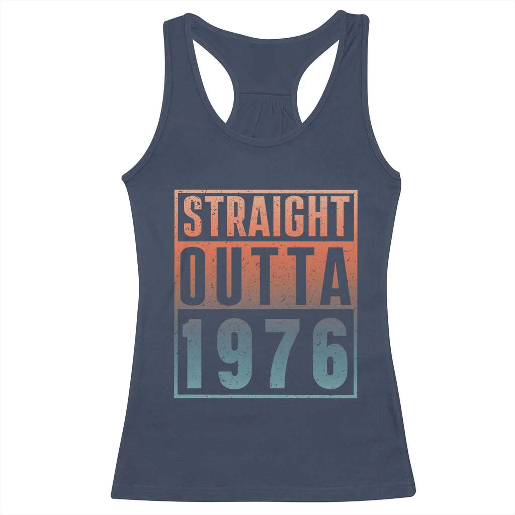 Straight Outta 1976 Racerback Tank Top Funny 50th Birthday Retro Neon Gradient Effect Printing TS02 Navy Print Your Wear