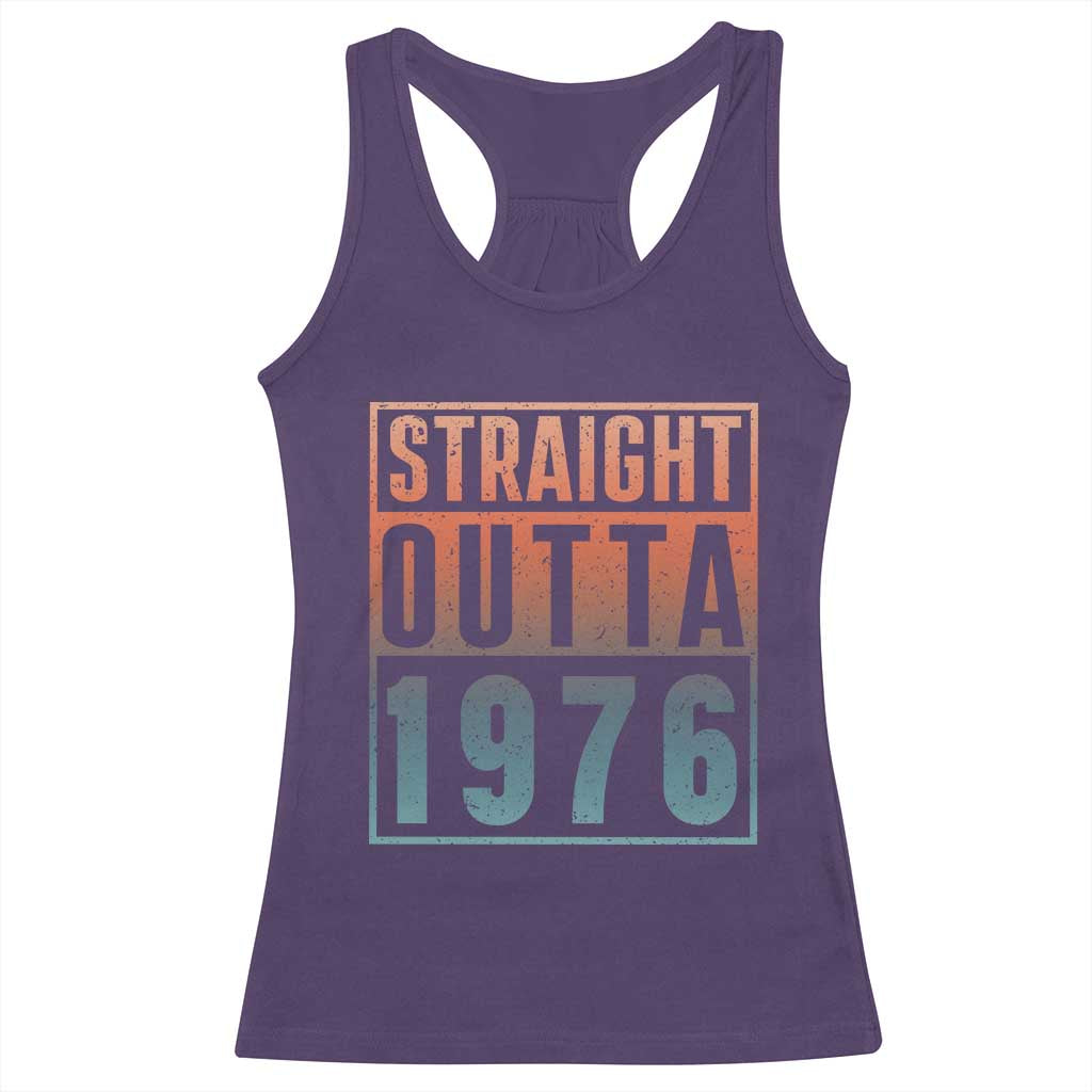 Straight Outta 1976 Racerback Tank Top Funny 50th Birthday Retro Neon Gradient Effect Printing TS02 Purple Print Your Wear