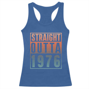Straight Outta 1976 Racerback Tank Top Funny 50th Birthday Retro Neon Gradient Effect Printing TS02 Royal Blue Print Your Wear