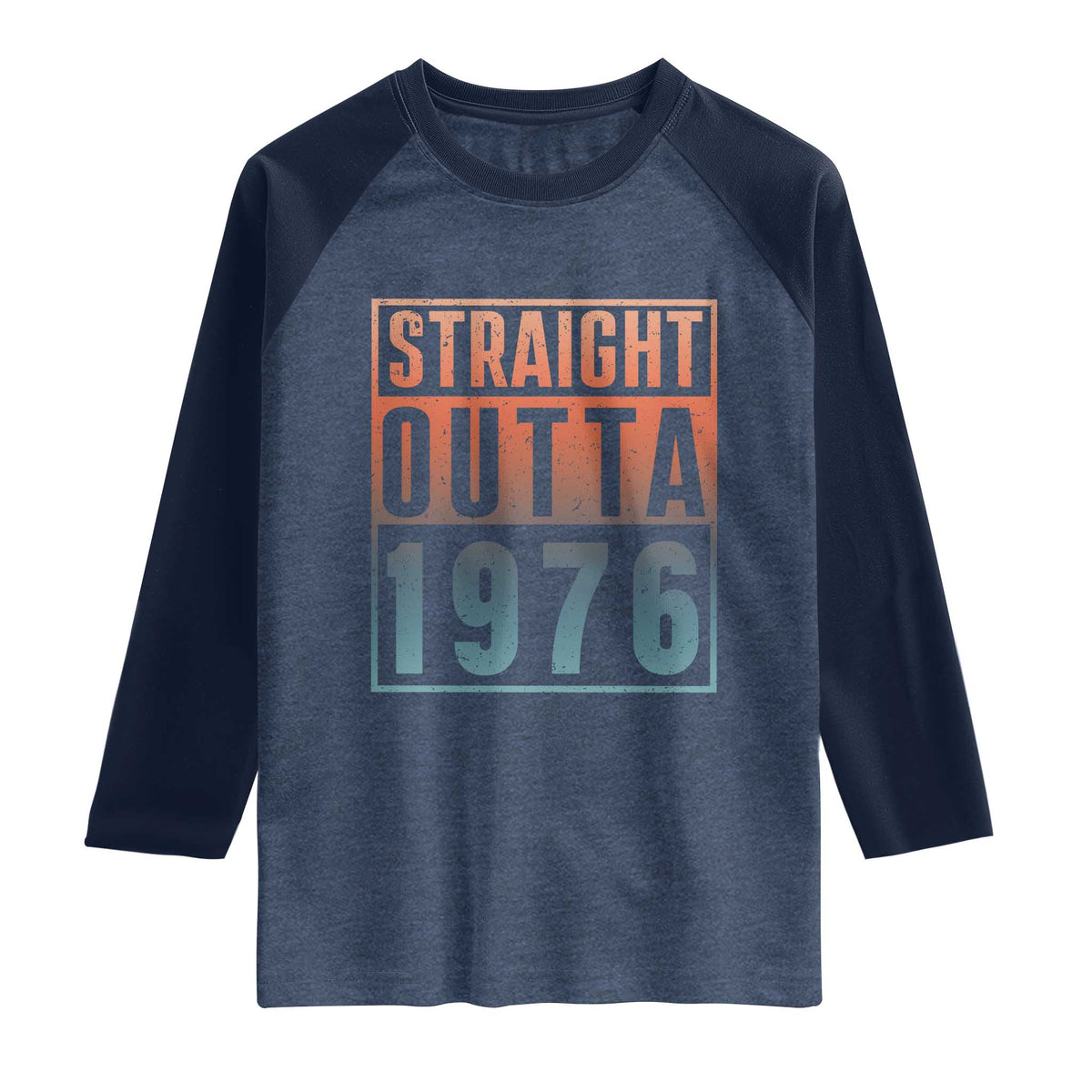 Straight Outta 1976 Raglan Shirt Funny 50th Birthday Retro Neon Gradient Effect Printing