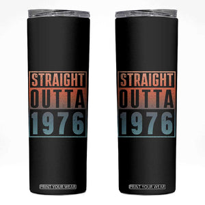 Straight Outta 1976 Skinny Tumbler Funny 50th Birthday Retro Neon Gradient Effect Printing TS02 Black Print Your Wear