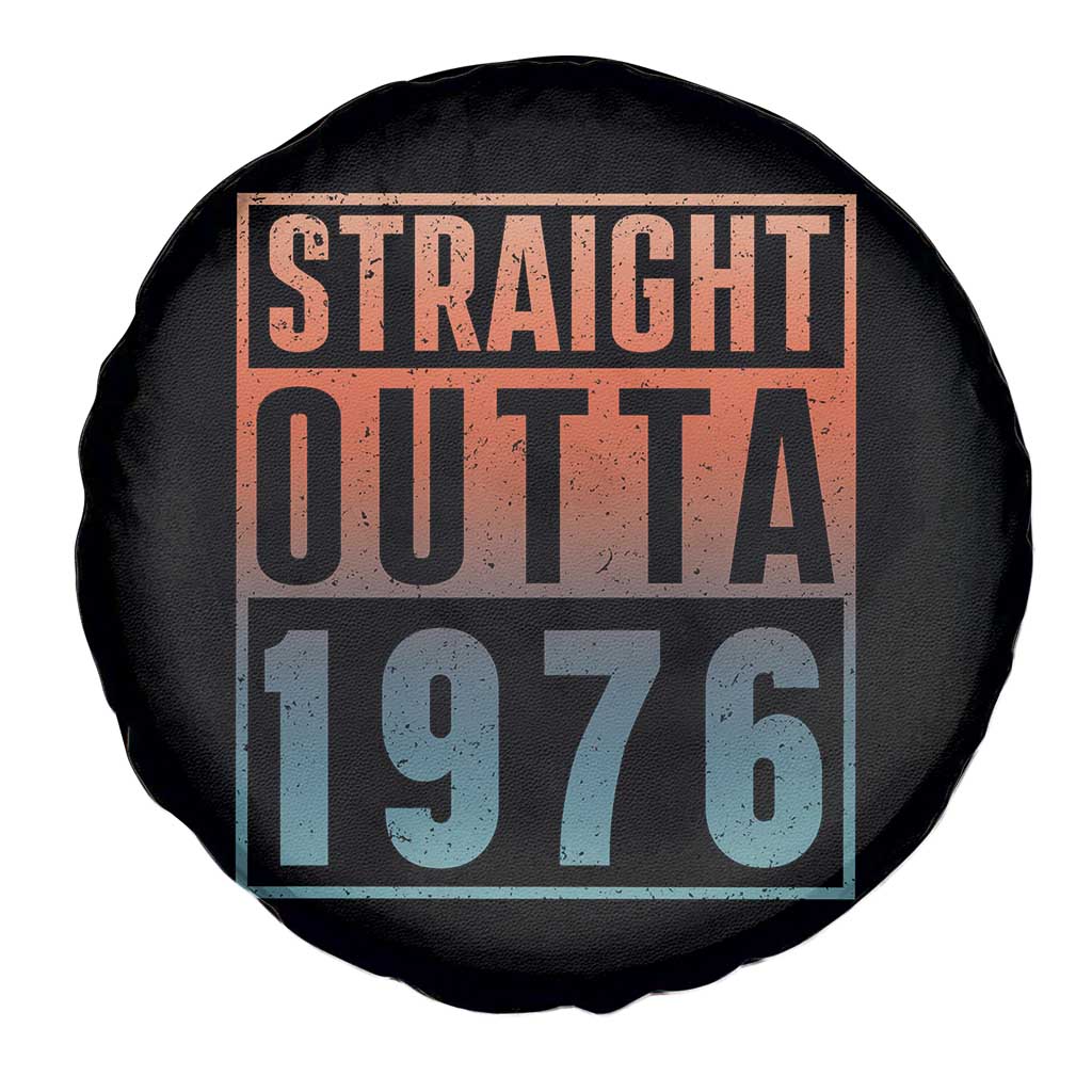 Straight Outta 1976 Spare Tire Cover Funny 50th Birthday Retro Neon Gradient Effect Printing TS02 Print Your Wear