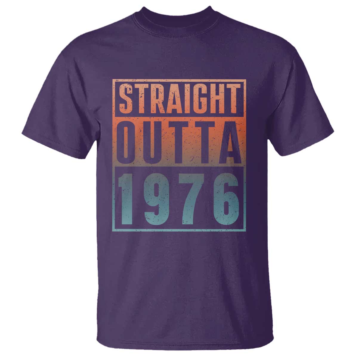 Straight Outta 1976 T Shirt Funny 50th Birthday Retro Neon Gradient Effect Printing TS02 Purple Print Your Wear