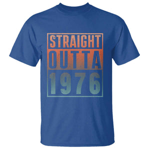 Straight Outta 1976 T Shirt Funny 50th Birthday Retro Neon Gradient Effect Printing TS02 Royal Blue Print Your Wear